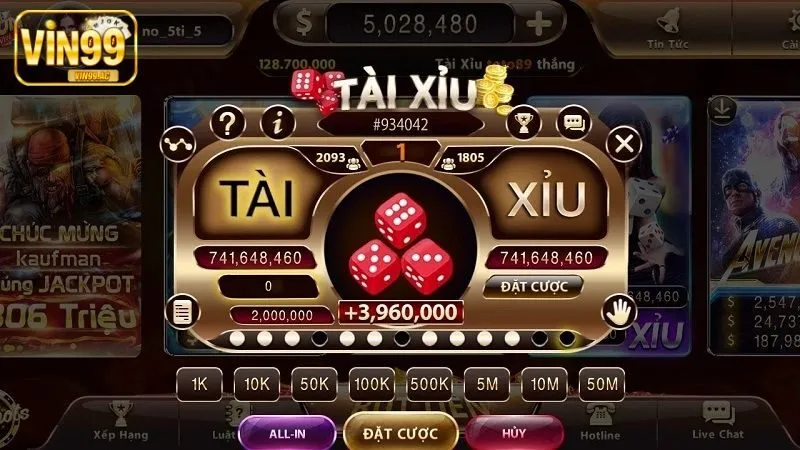 Hướng dẫn chơi tài xỉu tại Vin99